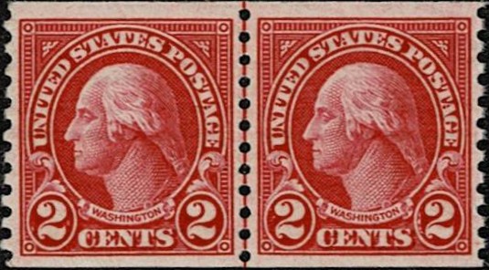 1923 United States Scott Catalog Number 599 Line Pair Mint